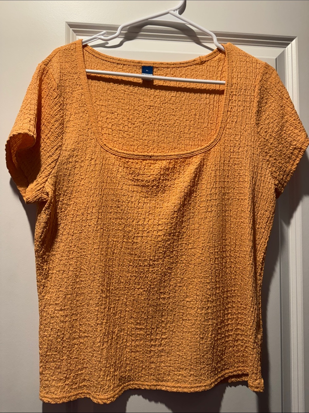 Old Navy Orange Textured Square-Neck Short Sleeve Top